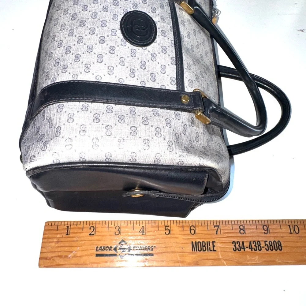 Vintage Gucci Blue Logo Boston Doctor Tote Bag Leather - Picture 7 of 16